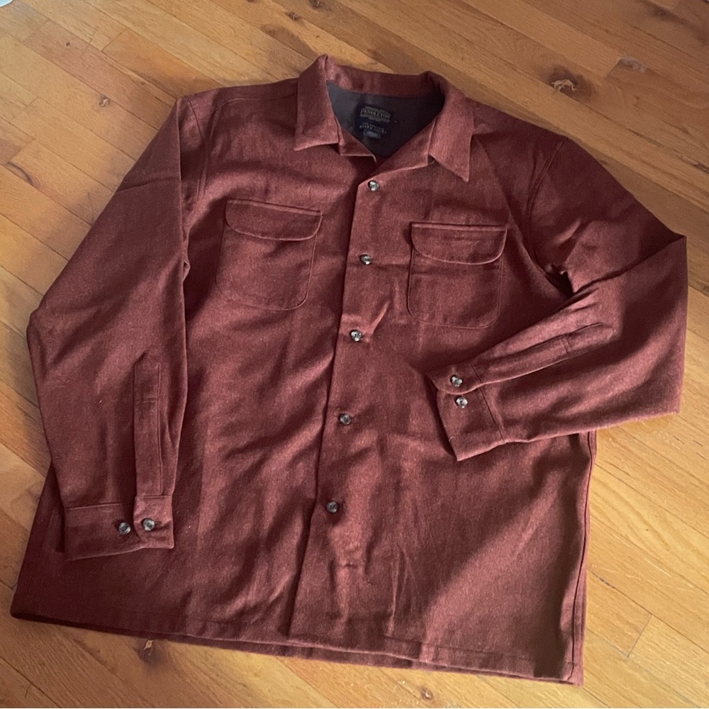 Mens Pendleton Rust Solid Wool Board Shirt - image 2